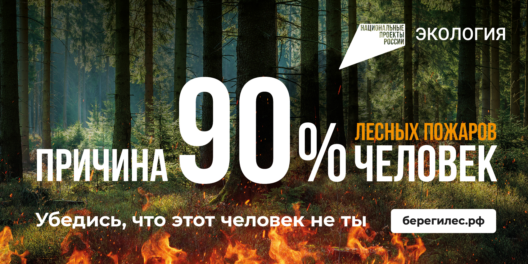 Причина 90% лесных пожаров - человек! Берегите лес!